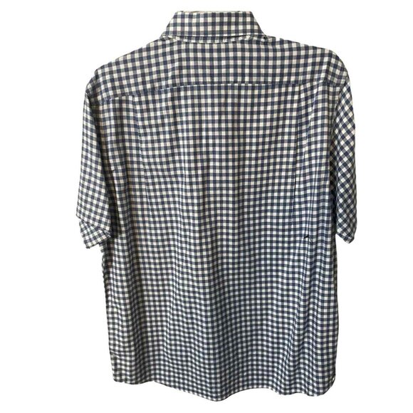 Daniel Cremieux Short Sleeve Button Down Size L Navy and White Gingham - Picture 2 of 9
